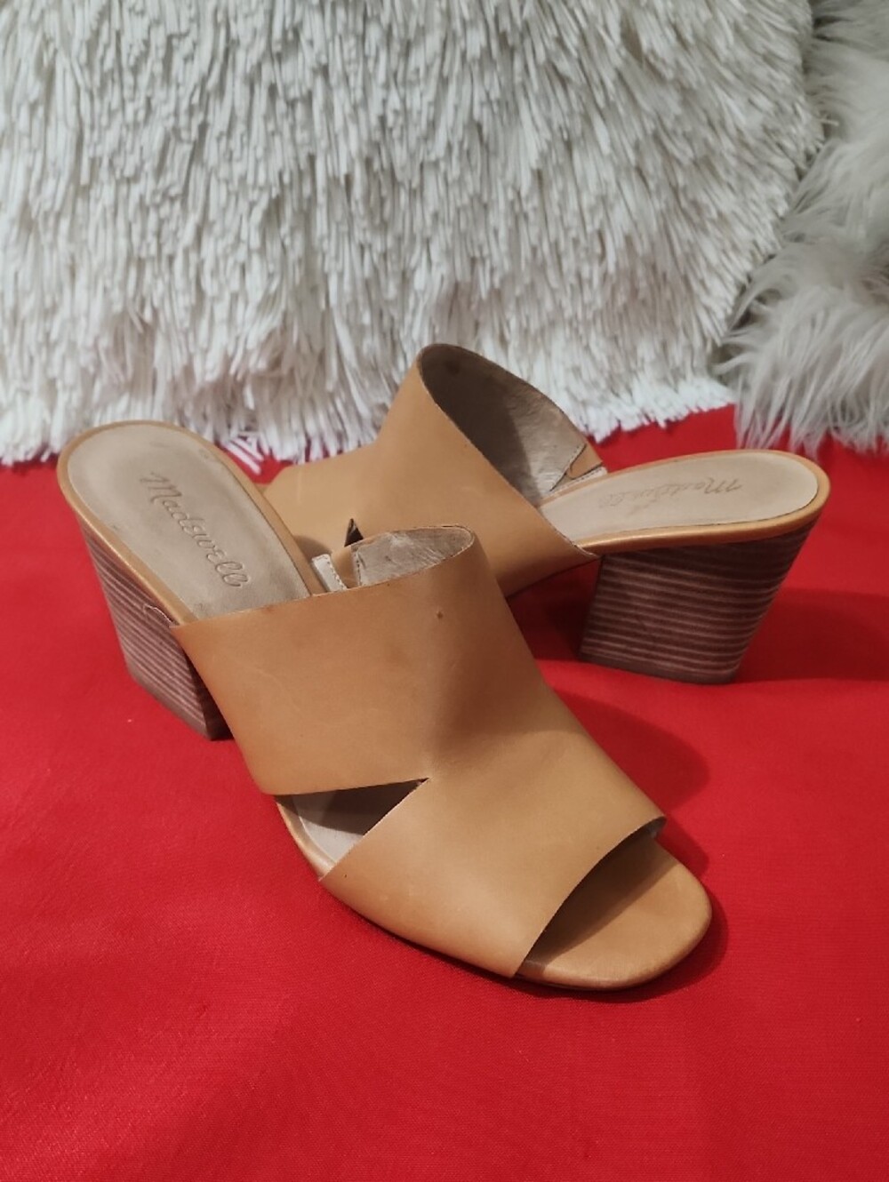 Madewell Tessa Tan Leather Slide Sandals - Women's Casual Mule